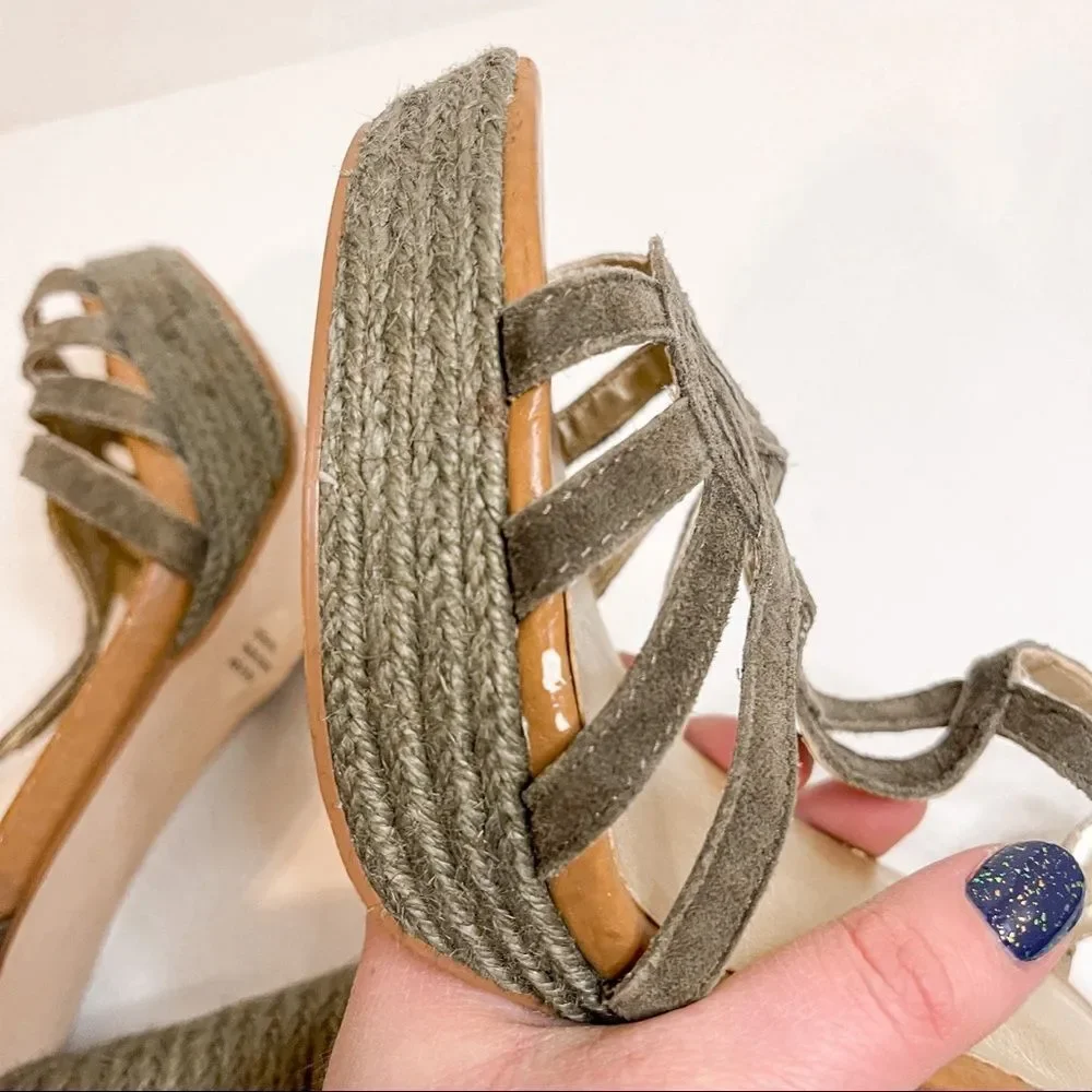Seychelles Olive Green Strappy Platform Espadrille‎ Sandals Size 9.5